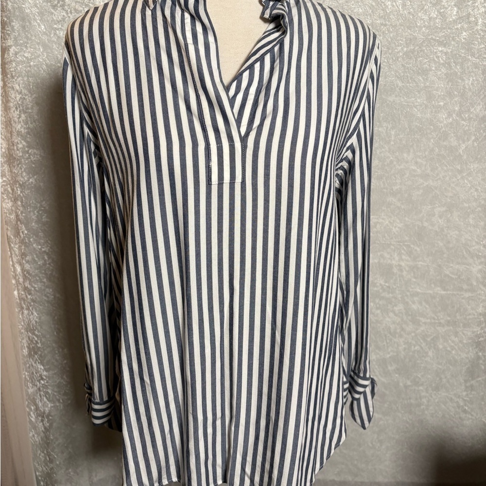 J. Crew Blouse in Navy and White Stripes Size S